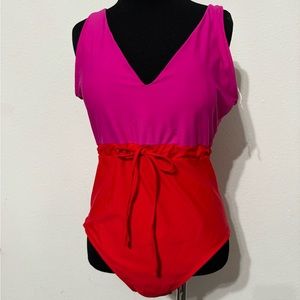 New with no Tag Summersalt [ 12 ] The Tie Waist Backflip One Piece Swimsuit Lava